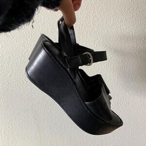 y2k vintage 2000's black born chunky platform flatform sandals | size US 6